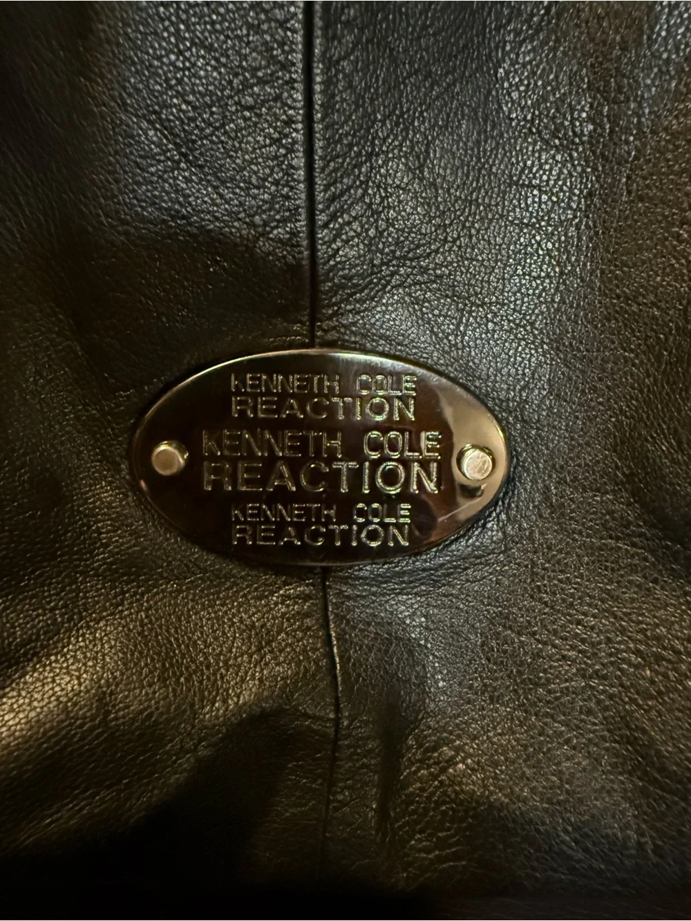 Kenneth Cole Reaction Black Leather Shoulder Hobo with Grommet Strap
